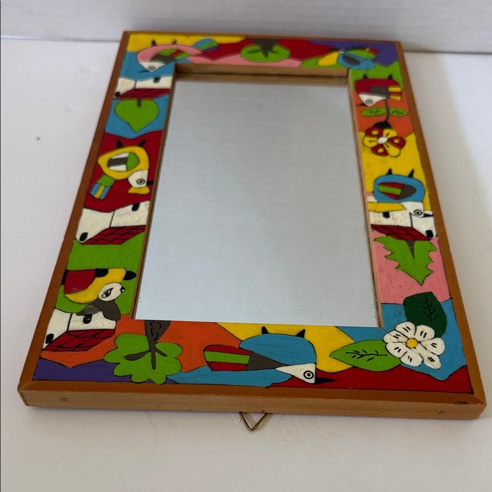 Colorful Artisan Made Hand-Painted Mirror & Frame